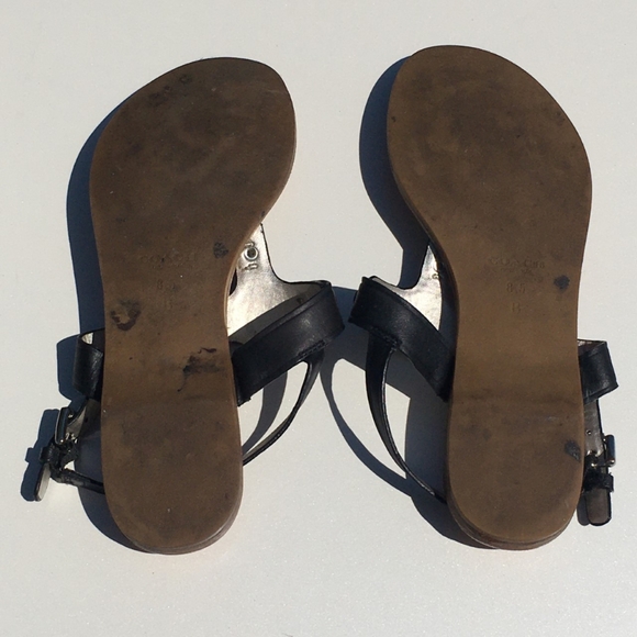 Coach Leather Thong Sandal Shoe Size 8.5 U.S. 38.5 EUR Black - Picture 5 of 7